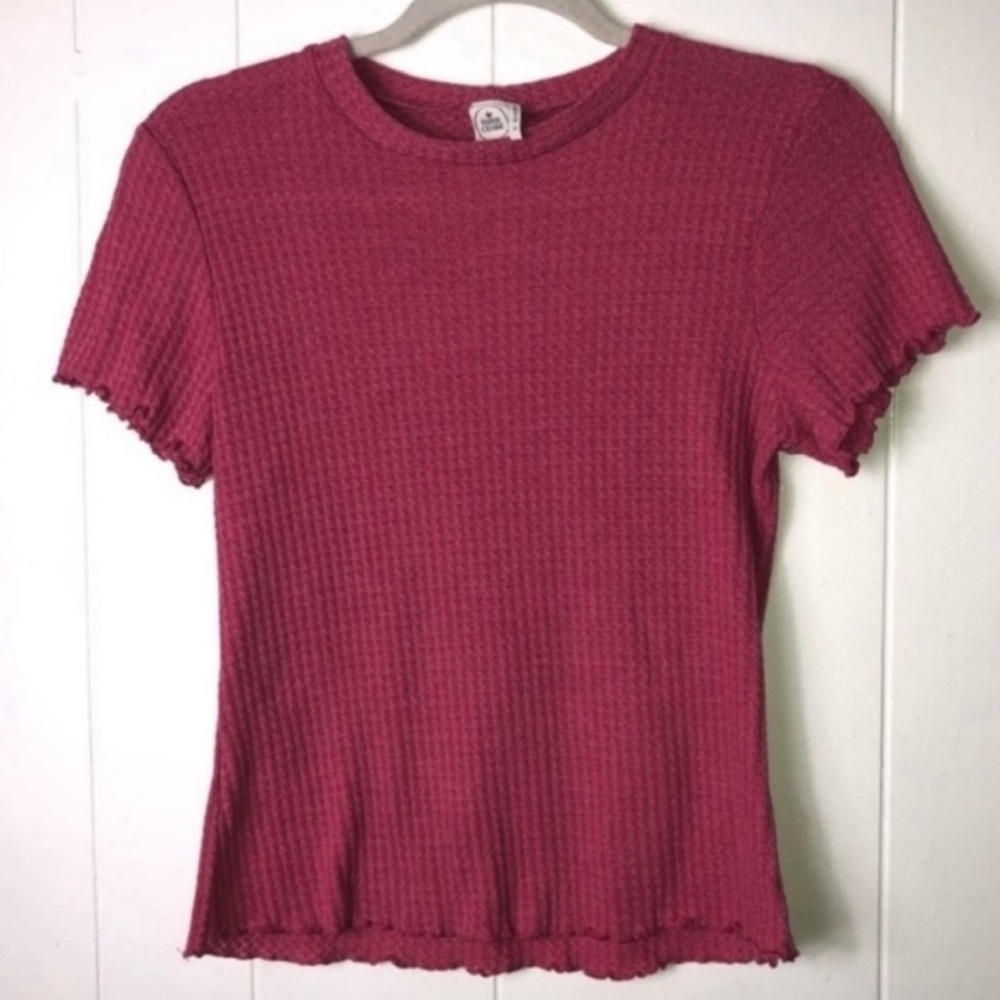 Paper Crane Women's Pink Waffle Knit Top
